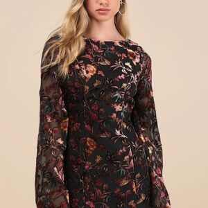 Lulus Floral Black Dress